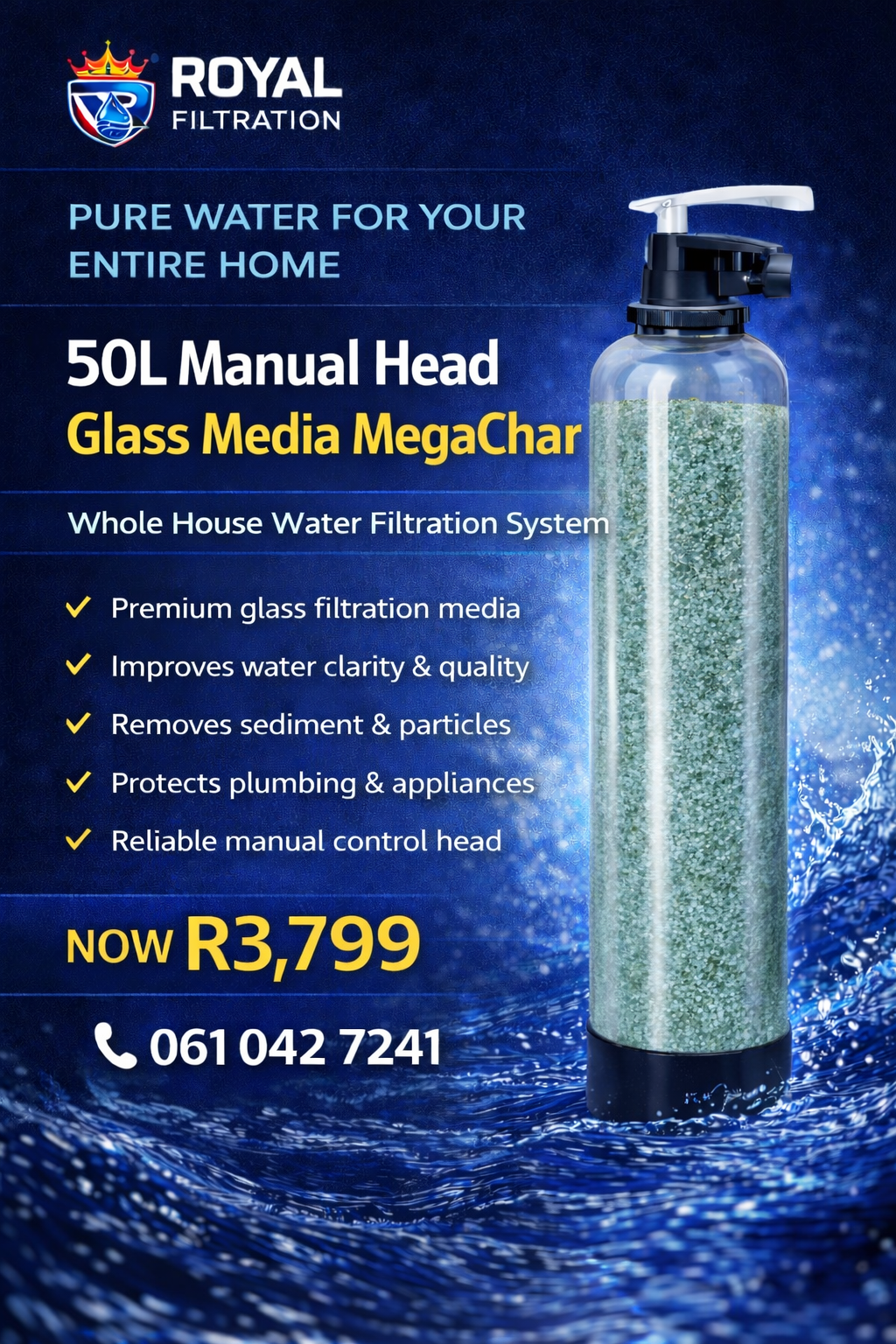 50L Manual Glass Media Whole House Water Filtration System – MegaChar