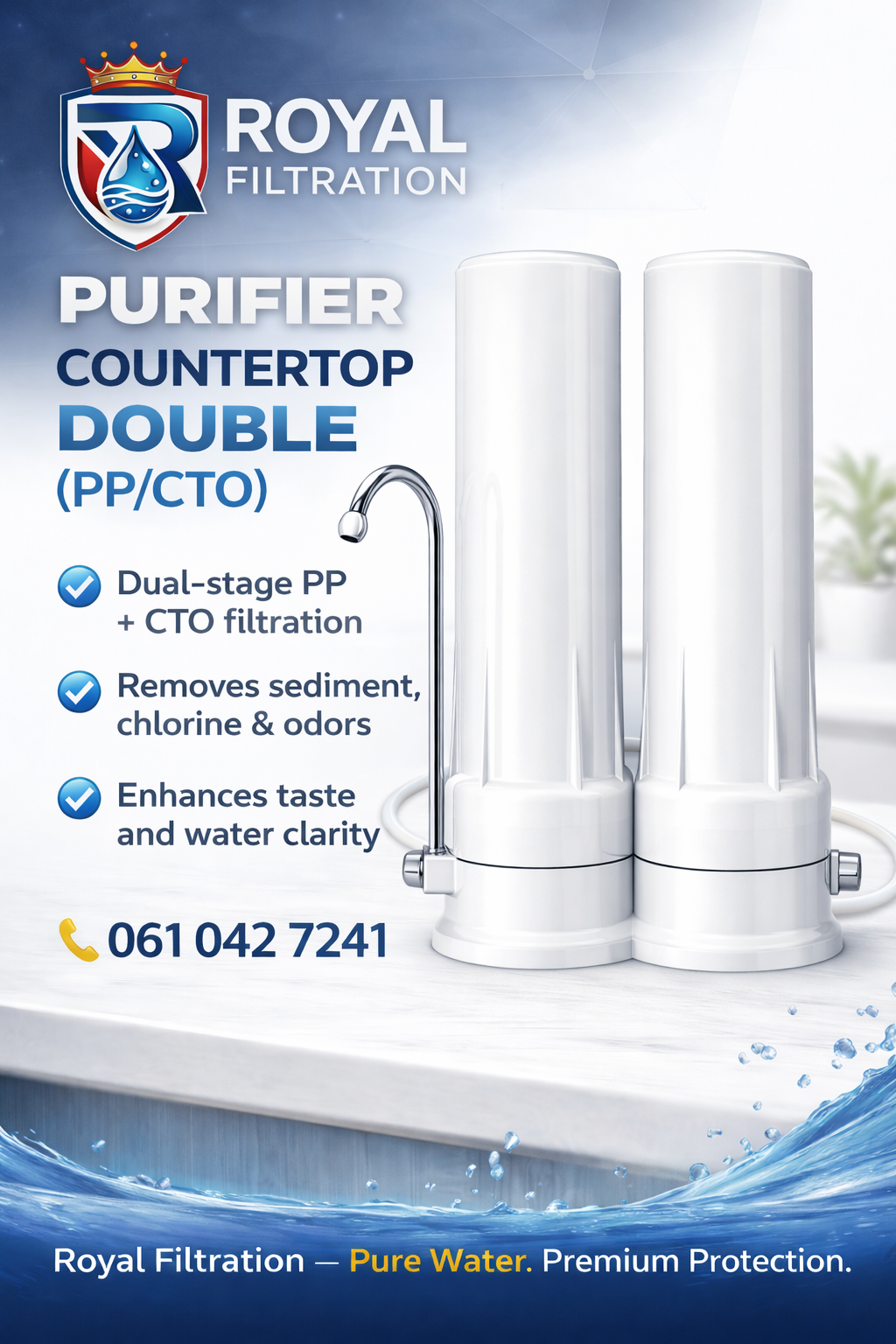 Purifier CounterTop Double (PP/CTO) – Dual Stage Drinking Water Filter