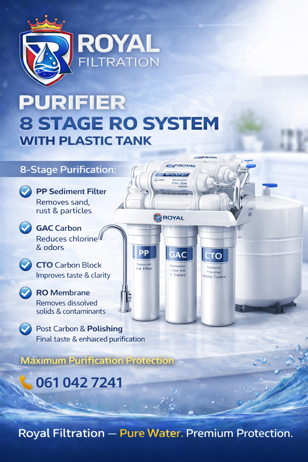Purifier 8 Stage RO System With Plastic Tank